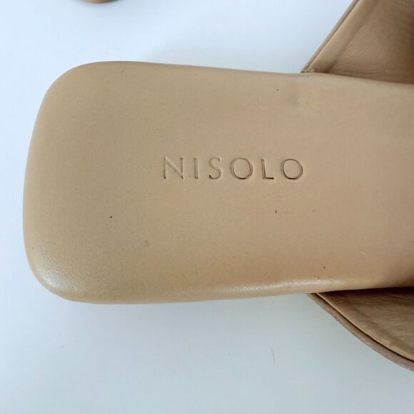 EUC WORN ONCE Nisolo Catalina Slide Cross Strap Sandal in Almond Tan Size 8.5 - Picture 15 of 16